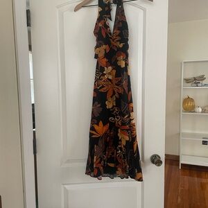 Vintage Cache dress. Mermaid style halter, backless dress.